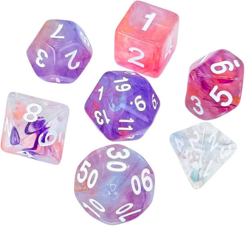 vvpesca Pink DND Dice Set of 7 – Polyhedral Dice Set for TTRPGs,Dungeons and Dragons,Role Playing Games and Other Table Games– D20 System Dice (Pink Glow) - Image 1